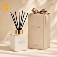 Diffuseur de parfum carré de luxe FUBEI LIVING avec logo personnalisé, bouteille en verre à bord doré, diffuseur d'huiles essentielles sans flamme noir
