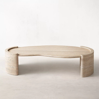 Table basse en travertin naturel, design nordique minimaliste, table centrale en pierre de luxe léger pour villa, salon, salle d'exposition