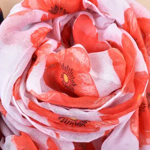 Новинка, элегантные и высококачественные женские дышащие легкие и тонкие шарфы из Балийской пряжи с цветочным принтом, туристическая шаль оптом