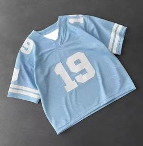 卸売6XLユニセックスアメリカンフットボール用特大クロップレトロメッシュジャージー完全昇華プリントTシャツ - Product Image 2