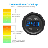 Voltmètre numérique étanche à LED pour voiture, voltmètre de tension, jauge de batterie pour bateau, véhicule marin, moto, voiture, DC 12 volts/24 volts