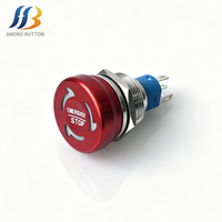 HBSWITCH Tombol Tekan E-stop Rotary Mushroom Berkualitas Tinggi 16mm 19mm 22mm LED Kuningan 3A IP65 Tahan Air dengan Cincin Beriluminasi 1NO1NC