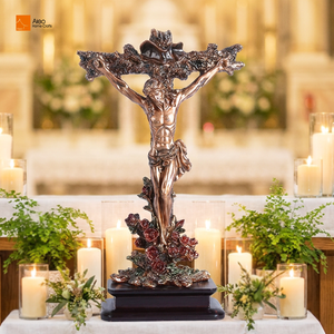 Figuras de la Cruz de Jesús Ecológicas, Imitación de Cobre con Acabado en Marfil, Poliresina Transparente, Diferentes Colores, Estilo Budista - Product Image 1