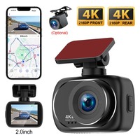 Caméra embarquée 4K IPS à double objectif, vision nocturne ultra grand angle 170°, enregistrement avant et arrière, détection de mouvement