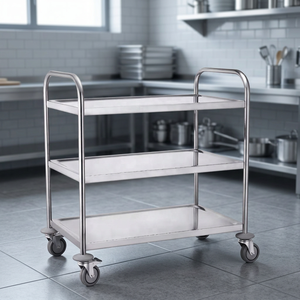 Stainless Steel Utility Cart 3 Tier Rolling <b>Storage</b> <b>Trolley</b> With Casters For Commercial <b>Kitchen</b> Use - Product Image 1