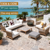 Ensemble de mobilier de salon d'extérieur sur mesure OEM/ODM pour projets hôteliers, villas, terrasses, centres de villégiature : canapé rond, table basse et canapé sectionnel