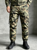 Pantalon cargo classique camouflage Woodland, cordon de serrage multi-positions, poches latérales, taille élastique, pantalon streetwear