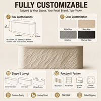 Table de présentation de vêtements LYH en fibre de verre texturée, durable, imperméable, écologique, entièrement assemblée, avec rangement pour boutiques et centres commerciaux