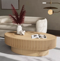 Table basse ovale en bois massif, design minimaliste moderne, rayée, pour salon, meubles de maison, écologique, durable, table à thé noire