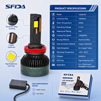 Faro LED Súper Brillante de 150W 15000LM para Auto, Bombilla 9012 880 SFIDA V30, Aleación de Aluminio, PCB de Cobre, IP67, Fabricante Mayorista