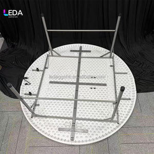 LEDA Wholesale Modern <b>Folding</b> Dining <b>Table</b> Aluminum Frame Hdpe Durable Lightweight Design For Banquets Hotels <b>Outdoor</b> Events - Product Image 3