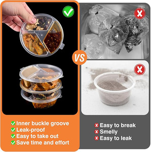 ภาชนะใส่ซอสแบบใช้แล้วทิ้ง 10 ชิ้น แบบหนา 3 ช่อง ปิดผนึกอย่างดี เกรดสำหรับอาหาร ภาชนะใส่ซอสแบบแบ่งช่อง - Product Image 3