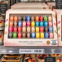 Vente chaude Boîte de présentation en plastique transparent pour macarons, plateau rectangulaire en PET, 40 macarons, emballage en gros