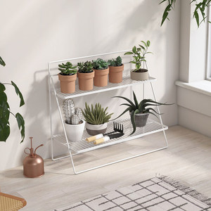 도매 2 계층 금속 단계 식물 스탠드 사다리 디스플레이 랙 주최자 꽃 냄비 무거운 의무 스토리지 품질 - Product Image 5
