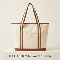 Tas Belanja Tote Besar Kanvas Katun dengan Bordir Logo Kustom