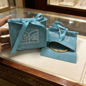 Pochettes d'emballage en velours réutilisables personnalisées pour bijoux, lunettes et bracelets, avec fermeture à cordon, sacs cadeaux pour petites entreprises - Product Image 5