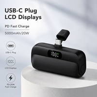 Chargeur portable numérique en forme de capsule 5000 mAh 20 W avec prise intégrée, Type-C pour iPhone, charge rapide, vente en gros, direct usine