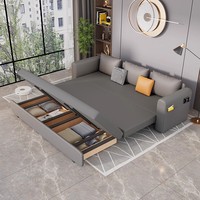 Sofá cama plegable de doble propósito 2025 para familias pequeñas, muebles de sala de estar extraíbles multifunción rojos netos