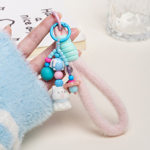 Porte-clés en peluche Mini chien, breloque en acrylique, fil de coton, alliage, forme 3D, pendentif pour sac à dos, cadeau Hiver 2025 - Product Image 1