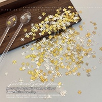 Paso Sico 3D Petits Charms Flocons de Neige Dorés et Argentés pour Ongles, Pack Mixte, Embellissements en Alliage Métallique DIY, Style Simplicité