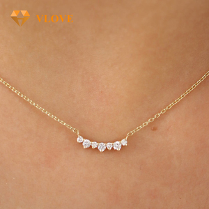 VLOVE เครื่องประดับผู้หญิงขายดีที่สุด สร้อยคอเพชรทรงเหลี่ยมธรรมชาติ 14K ทองคำ ประดับ<span class=keywords><strong>เพชร</strong></span>แบบคลัสเตอร์ ตัวเรือนแบบกรงเล็บ รับรองโดย IGI รูปทรงเรขาคณิต - Product Image 2