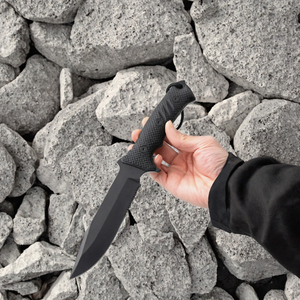 มีดพกพาคุณภาพสูง AHS ใบมีดดำแบบ Fixed Blade สำหรับเอาตัวรอด ปลายมีดแบบ Drop Point มีดสำหรับตั้งแคมป์ เหล็ก 5Cr ด้ามจับ G10 ขนาด 30 ซม. รับผลิตตามแบบ OEM - Product Image 3