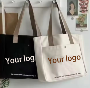 Sac en toile de coton personnalisé promotionnel recyclable avec poche, logo imprimé, couleur naturelle, sacs de shopping - Product Image 1