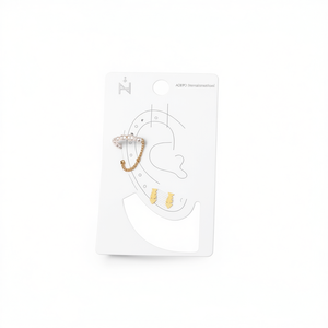 Orecchini a clip con perle irregolari, borchie e accessori in acciaio inossidabile a forma di lisca di pesce - PENDIENTE - Product Image 2