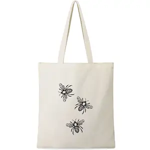 Customized White Custom Printed Gift Promotional Recycled Organic Canvas Shopping Bag Cotton Shopping Bag