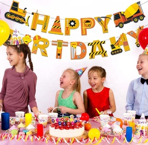 Bannière <span class=keywords><strong>Joyeux</strong></span> <span class=keywords><strong>Anniversaire</strong></span> sur le thème de la <span class=keywords><strong>ferme</strong></span> 2020, Véhicules de chantier, Camion, Excavatrice, Guirlande, Tracteur, Décoration de fête d'<span class=keywords><strong>anniversaire</strong></span> pour enfants - Product Image 2