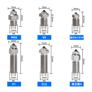 Ma tête d'impression pour imprimante 3D V6 Mk8 Volcano K1 Bamboo Neptune avec buse en acier bimétallique trempé - Product Image 2