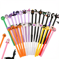 Stylo gel en plastique Halloween 0,5 mm encre noire, design créatif citrouille et fantôme, papeterie fantaisie, cadeau pour enfants, école et bureau
