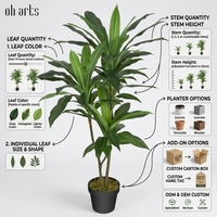 OH Arbre artificiel Dracaena ignifuge et résistant aux UV, toucher réel, Arbre du dragon de Madagascar pour la décoration d'hôtels et d'espaces professionnels