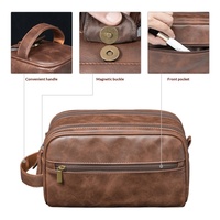 Trousse de toilette portable en PU imperméable de style européen pour homme, idéale pour les voyages d'affaires transfrontaliers et les activités de plein air