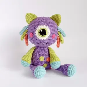 钩针怪物阿米古鲁娃娃可爱单眼手钩针紫色阿米古鲁怪物钩针怪物玩具