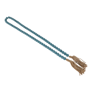 Ghirlanda decorativa in legno per casa, ufficio, soggiorno, decorazione moderna per superfici, corda allungata con perline e nappe - Product Image 1