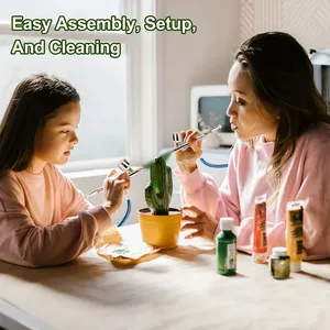Dual-Action Gravity Airbrush <b>Kit</b>, 0.2/0.3/0.5mm Needles 7/20/40cc Cups Cleaning Tools for Makeup <b>Nail</b> Art Painting Car Detailing - Product Image 6
