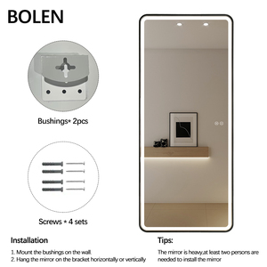 Miroir noir intégral Miroir d'habillage à cadre en alliage d'aluminium Miroir éclairé debout pleine <span class=keywords><strong>longueur</strong></span> pour le salon - Product Image 4
