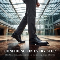 Chaussures Derby pour hommes en cuir de veau véritable noir, personnalisées avec logo OEM, fabrication directe d'usine, confortables et durables, pour affaires.