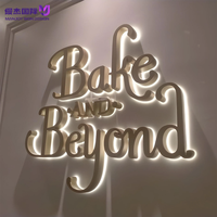 Enseigne murale LED rétroéclairée en acier inoxydable 3D personnalisée, étanche IP65, multicolore, signalétique commerciale pour la décoration des magasins et des bureaux