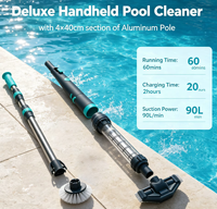 Aspirateur de piscine sans fil à perche télescopique pour piscines enterrées, aspirateur de piscine portatif pour spas/bains à remous avec brosse ronde électrique