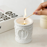 Boîte cadeau colorée en gypse, tasse ronde en relief, style européen, 120 g, bougies parfumées à la cire de soja, décoration de la maison, Noël