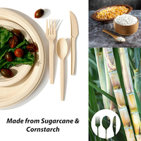 Ensemble de vaisselle biodégradable personnalisé en bagasse de canne à sucre, assiettes jetables en papier pour fête avec logo, ustensiles robustes et serviettes
