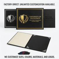 Carpeta Porta Diplomas de Cuero Sintético Liso A4 8.5x11 con Logotipo Personalizado Estampado en Dorado