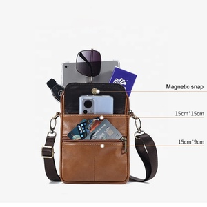 Sac à bandoulière en cuir de vachette personnalisé pour homme, sac messager en cuir véritable - Product Image 4
