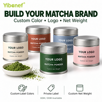 Boîte en métal de 45g de poudre de matcha de qualité AAAAAA, boîte cadeau pour hôtel et spa, logo personnalisé OEM