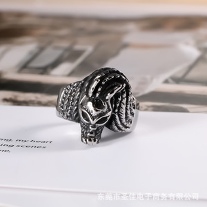 Chinese <b>Style</b> Dragon <b>Head</b> Ring Titanium Steel Unisex Jewelry SA882 - Product Image 1