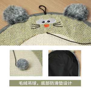 Sisal cat scratching mat/cat scratching board, hanging bear head round, wear-resistant, non-shedding, claw-sharpening mat, cat - Product Image 4