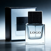 Prix d'usine – Flacons de parfum carrés en verre noir mat de 30 ml, dégradé givré, avec pulvérisateur à pompe et fond épais, sérigraphie