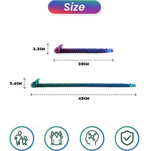 Jouet Serpent Articulé Imprimé en 3D Bleu Violet, Jouet Anti-Stress Flexible, Jouet Sensoriel pour Soulager l'Anxiété, Animal de Bureau pour Collectionneurs d'Animaux - Product Image 6